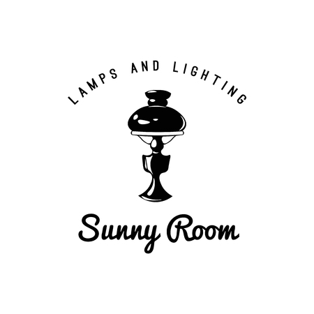 Sunny Room. Lamp Store Badge.  of light which drops from lamp. Vector  . Label design. Vector Illustration.のイラスト素材