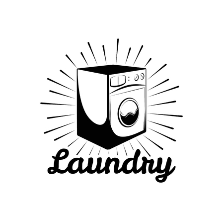 Washing Machine. Laundry Room And Dry Cleaning label and badge. Isolated On White Backgroundのイラスト素材