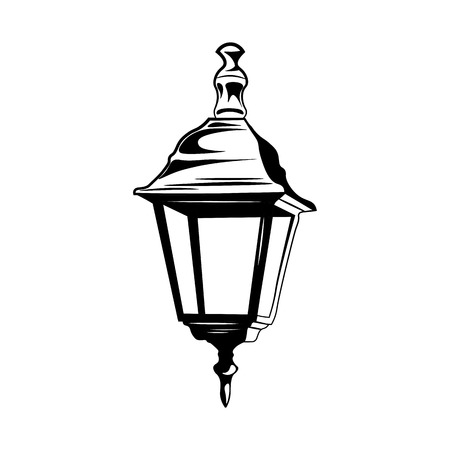 decorative vintage street lamp isolated on white. Retro light. Vector Illustrationのイラスト素材