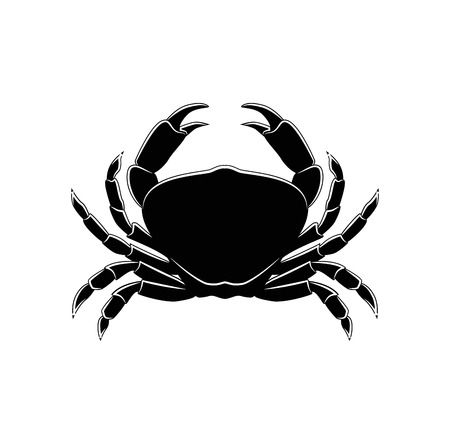 The Silhouette Of A Crab. Vector Illustration. Isolated On White BAckgroundのイラスト素材
