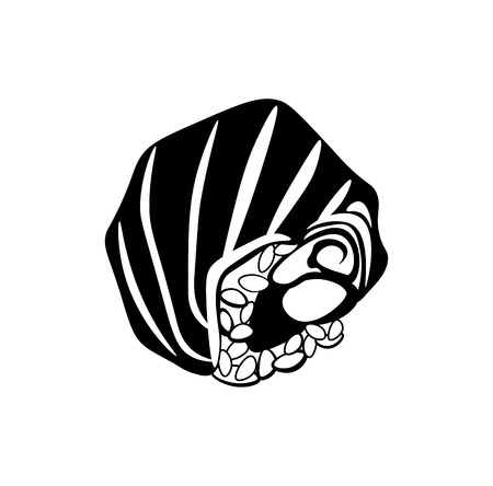 Sushi icon in black monochrome style isolated on white background. Food symbol vectorのイラスト素材