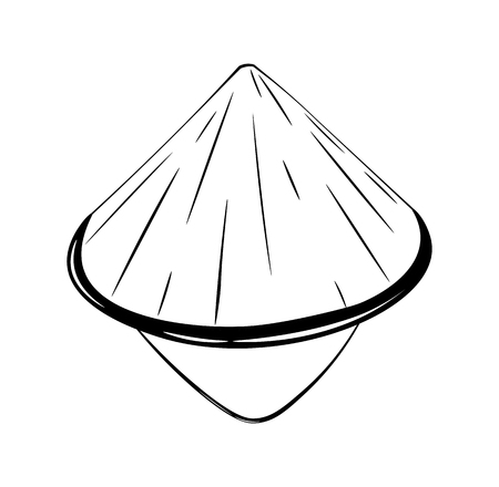 Chinese conical straw hat vector isolated on white backgroundのイラスト素材