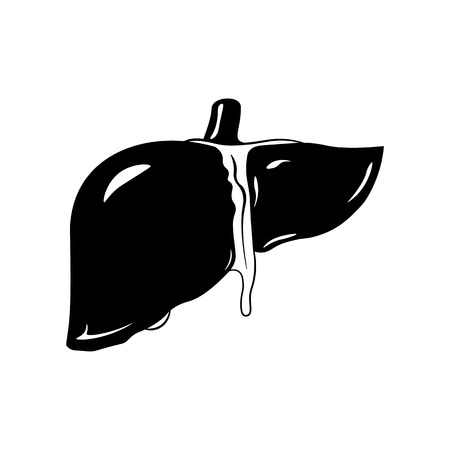Human liver icon in black style isolated on white background. vector illustration.のイラスト素材