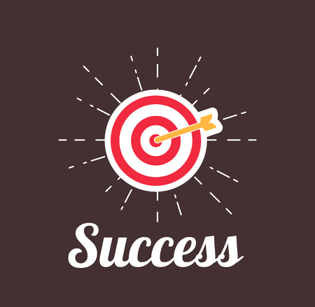 Arrow Hitting A Target. Succes motivation poster. Vector illustrationのイラスト素材