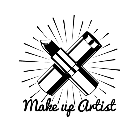 Lipstick make up artist badge. Vector Illustration. Isolated on white backgroundのイラスト素材