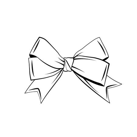 A bow ribbon gift in a vintage woodcut engraved etching style. Design element isolatedのイラスト素材