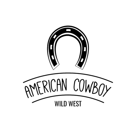 Horseshoe. Wild West Label. Good Luck Badge. Western Illustration . Isolated On White Backgroundのイラスト素材