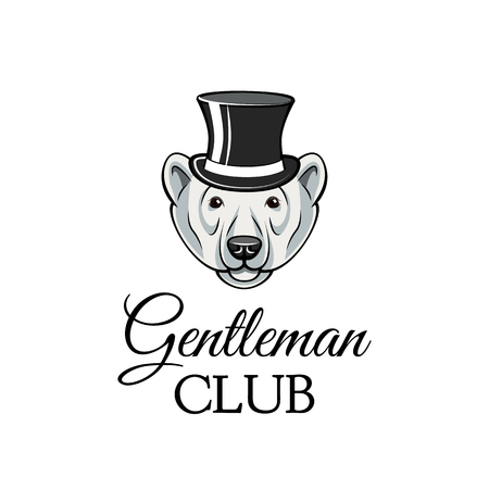 Polar bear wearing in top hat.のイラスト素材