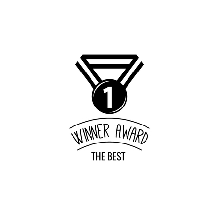 icon medal for first place black on white background.のイラスト素材
