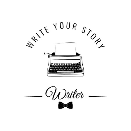 Typewriter badge Vector illustration isolated on white backgroundのイラスト素材