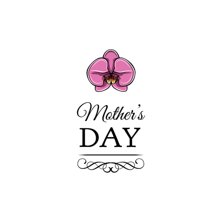 Lettering Happy Mothers Day. Hand-drawn card with flower, swirls and ornate frames. Vector illustrationのイラスト素材