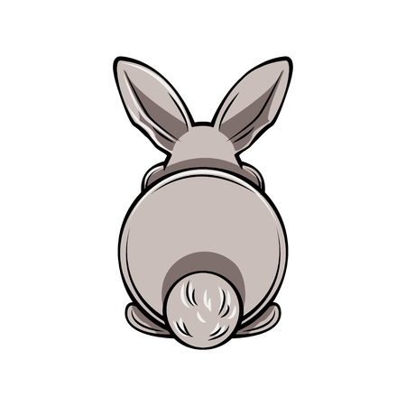 Backside of a rabbit. Bunny. Easter. Vector illustration isolated on white background.のイラスト素材