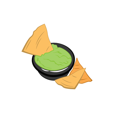 Nachos Tortilla Chips badge. Mexican food Vector illustration isolated on white background.のイラスト素材