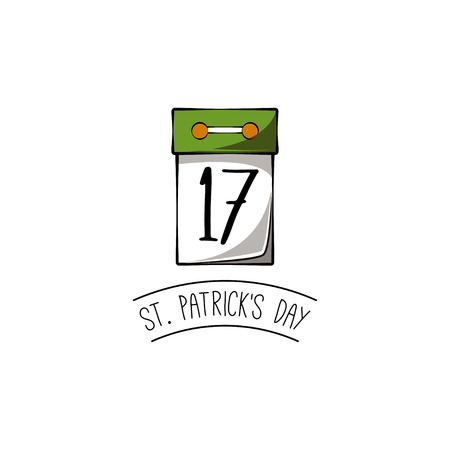 Tear-off calendar with the date 17 March to St. Patrick's Day isolated on white background.のイラスト素材