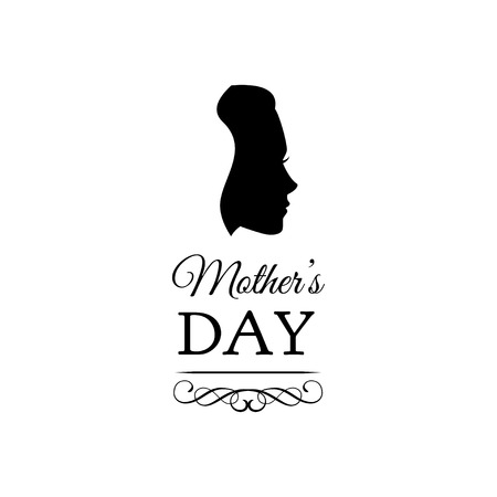 Mother s day card. Cute vintage frames with woman s silhouettes. Vector illustration with swirls and ornate frames.のイラスト素材