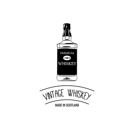Hand drawing of whiskey bottle. Premium quality  Vintage Vector illustration.のイラスト素材