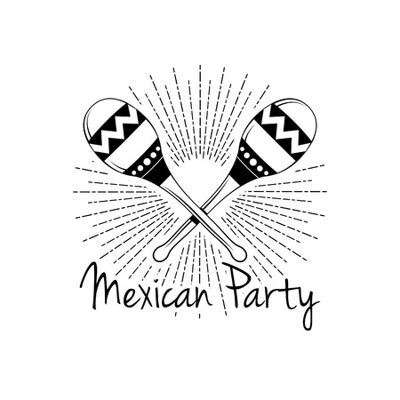 Mexican Party. Maracas in beams icon. Vector illustration isolated on white background.のイラスト素材
