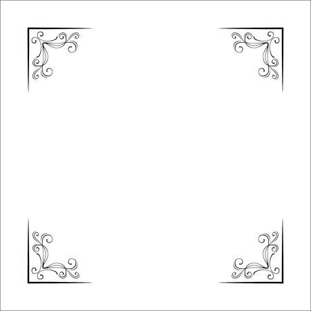 Set of hand drawn corner borders. Fancy page decoration. Vector illustration isolated on white background.のイラスト素材
