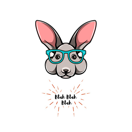 Portrait of rabbit in glasses. Hipster vector illustration.のイラスト素材