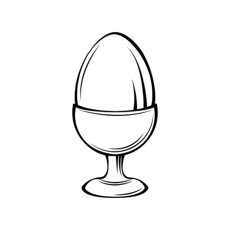 Egg in egg holder. Vector illustration isolated on white background.のイラスト素材