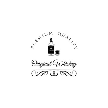 Premium Whiskey alcohol drink emblem designのイラスト素材