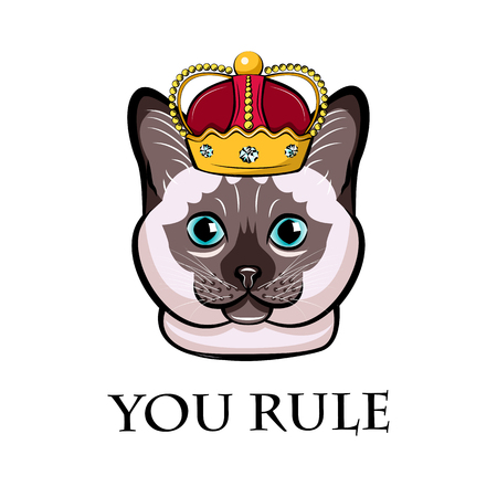 Cartoon Cat In Crown Siamese Cat Thai Cat You Rule Lettering Vector Illustration のイラスト素材 ストックフォト 写真素材のstock Foto ストックドットフォト