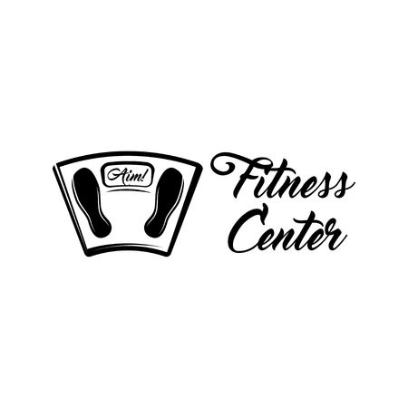 Floor weight Scale. Fintess center label logo emblem. Vector illustration.のイラスト素材
