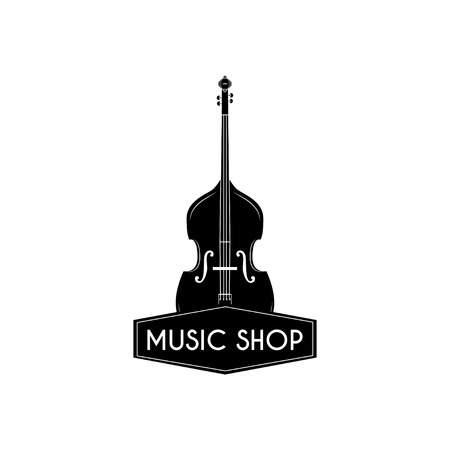 Volin Icon. Music shop logo. Music store label emblem. Musical instrument symbol. Vector illustrationのイラスト素材