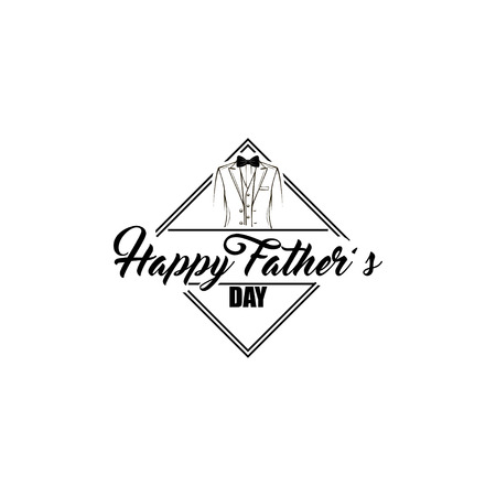 Fathers day greeting card. Fathers day symbols. Classic man suit, bow tie, decorations. Vector illustration.のイラスト素材