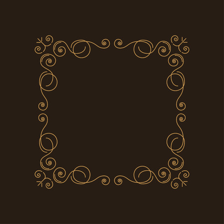 Flourishes frame. Swirls, decorative scroll elements. Vintage ornament greeting card vector template. Retro wedding invitations, advertising or other design and place for text. Vector illustration.のイラスト素材