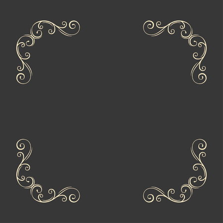 Ornamental decorative corner. Flourish filigree frame. Page vintage border. Swirly floral pattern. Greeting card, Wedding invitation design. Vector illustration.のイラスト素材