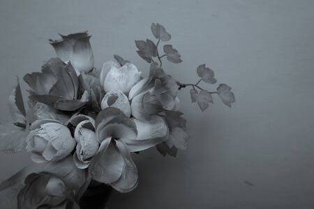 Black and white flower bouquetの写真素材