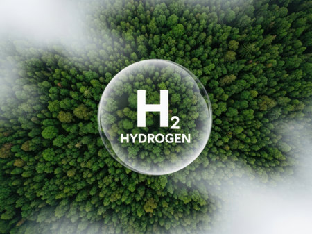 Sustainable hydrogen energy symbolized by a forestの素材