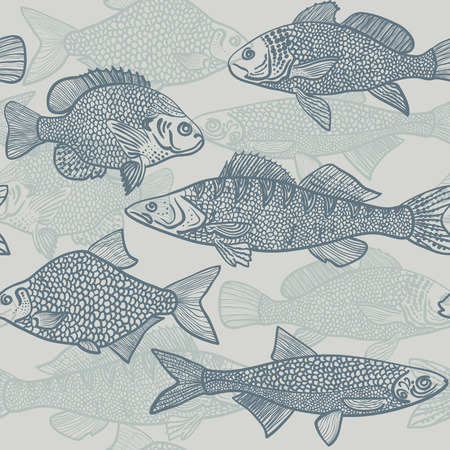 Seamless pattern of blue fish Vector illustration eps10のイラスト素材