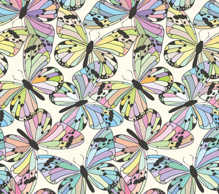 Hand drawn butterfly seamless patternのイラスト素材