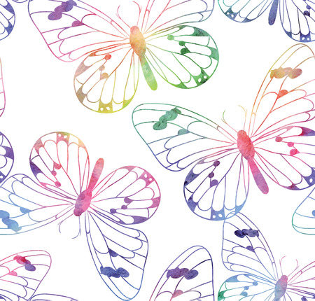 Watercolor butterfly seamless patternのイラスト素材