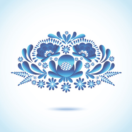 Blue element  in Russian gzhel style ornate Vector illustration のイラスト素材