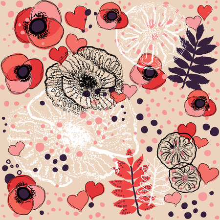 Romantic red seamless pattern Vector illustration のイラスト素材