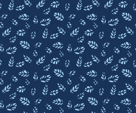 Seamless pattern of modern elegant design azure leaf silhouette 