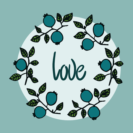 Cute retro blueberry wreath のイラスト素材