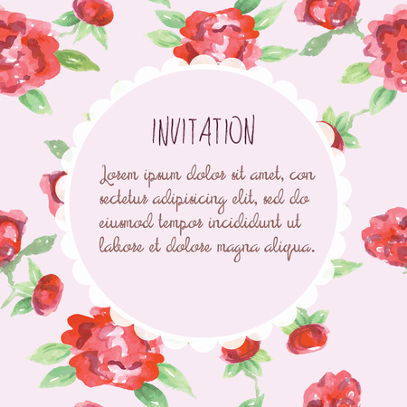 Watercolor pink red and green card templates のイラスト素材