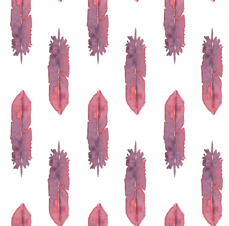 Seamless pattern of beautiful pink feather watercolor Vector illustrationのイラスト素材