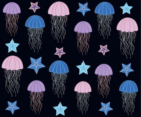 Sea seamless pattern Vector eps10のイラスト素材