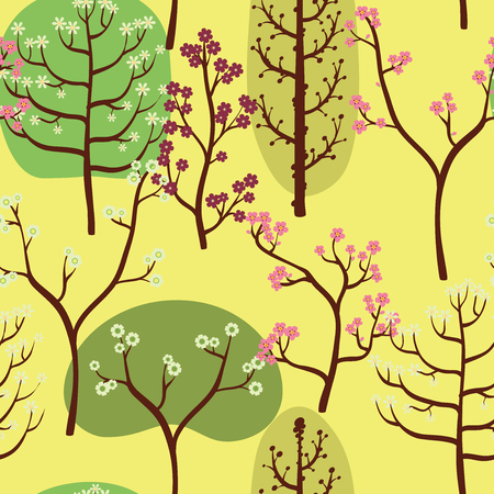 Seamless pattern blossoms tree Vector  illustration eps10のイラスト素材
