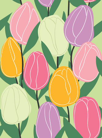 Seamless tulips pattern Vector eps10のイラスト素材