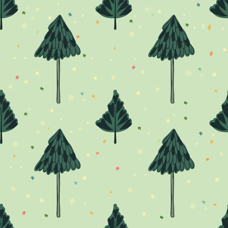 Beauty and cute christmas seamless pattern of fir-tree for textile, paper, wrap, scrapbook, background Vector illustrationのイラスト素材