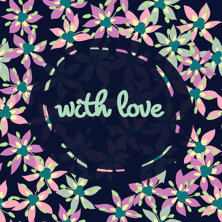 Beauty and elegance seamless pattern bright flowers for textile, paper, wrap, scrapbook, background, invitation, cards with Inscription with you Vector illustrationのイラスト素材