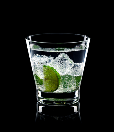 Mojito Cocktail isolate on black backgroundの写真素材