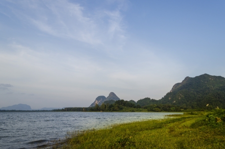 The landscape of timah tasoh Dam in Malaysian Stateの写真素材