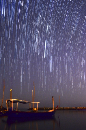 This image taken at Malaysian beach with 30 second each frame for 84 frame.の写真素材